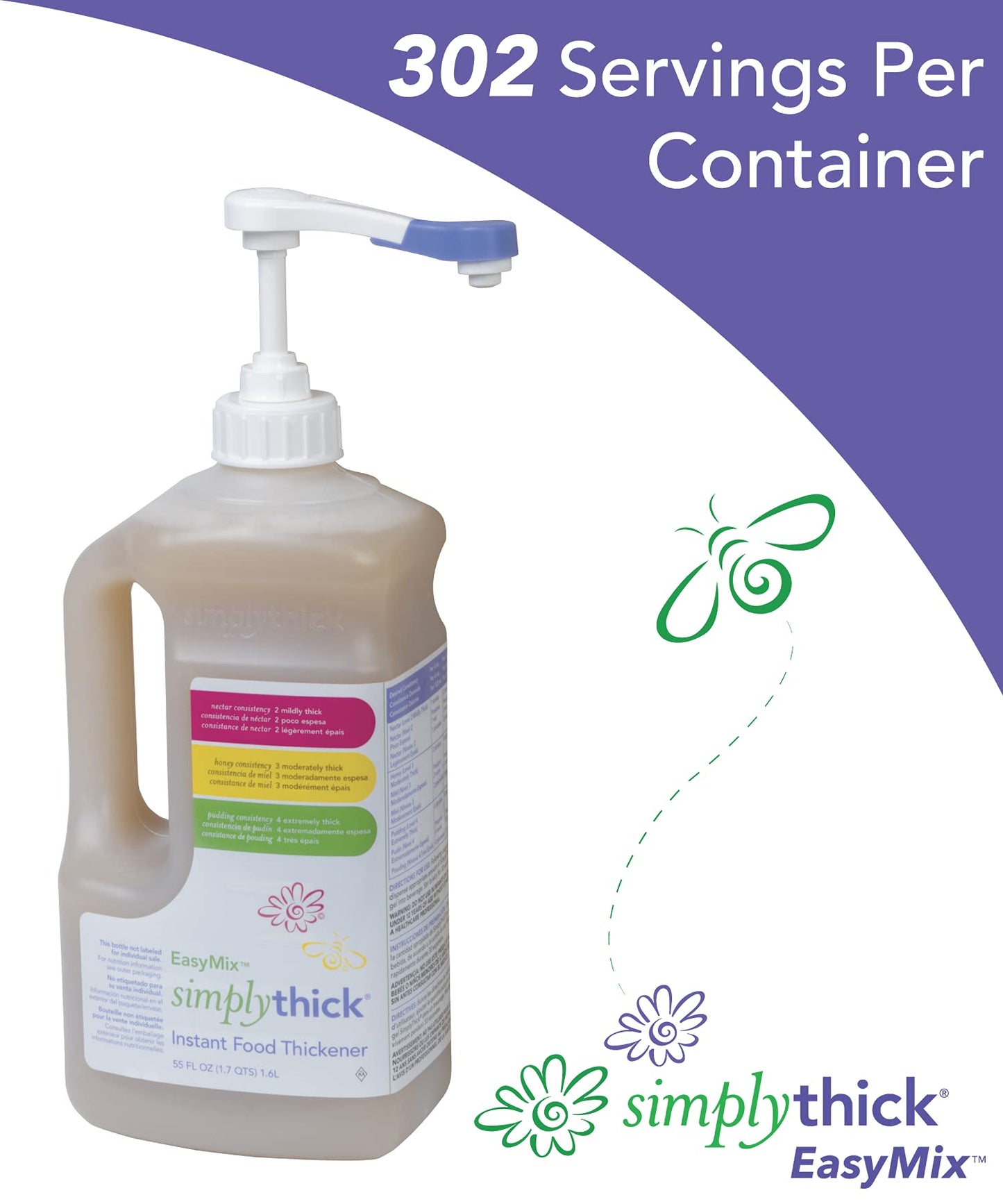 Simplythick Easymix | 302 Servings | Gel Thickener For Those With Dysphagia & Swallowing Disorders | Won'T Alter The Taste Of Li