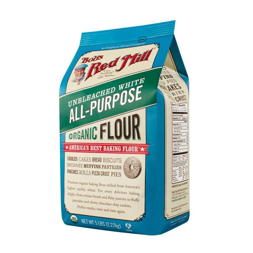 Bob's Red Mill Organic Unbleached White All-Purpose Flour, 5 lb (Pack of 4)
