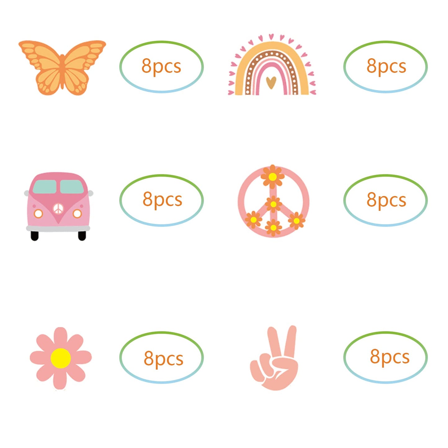 48Pcs Hippie Party Cupcake Toppers For Two Groovy Birthday Party Decorations Boho Rainbow Party Supplies