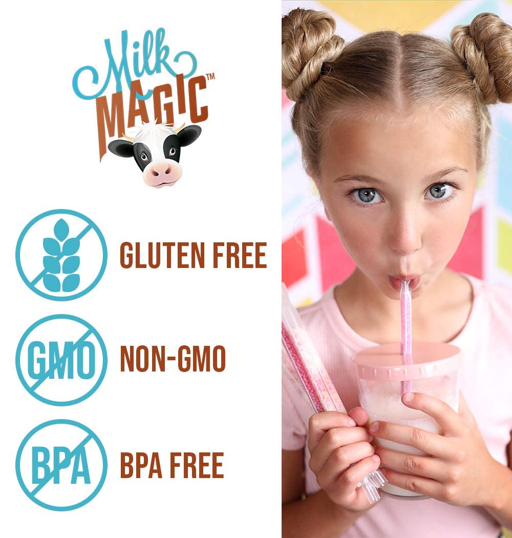 Milk Magic Magic Milk Flavoring Straws (32 Milk Straws) Flavors Include 2 Cookies And Cream, 2 Chocolate, 2 Strawberry, And 2 Cotton Candy Flavor Milk Straws