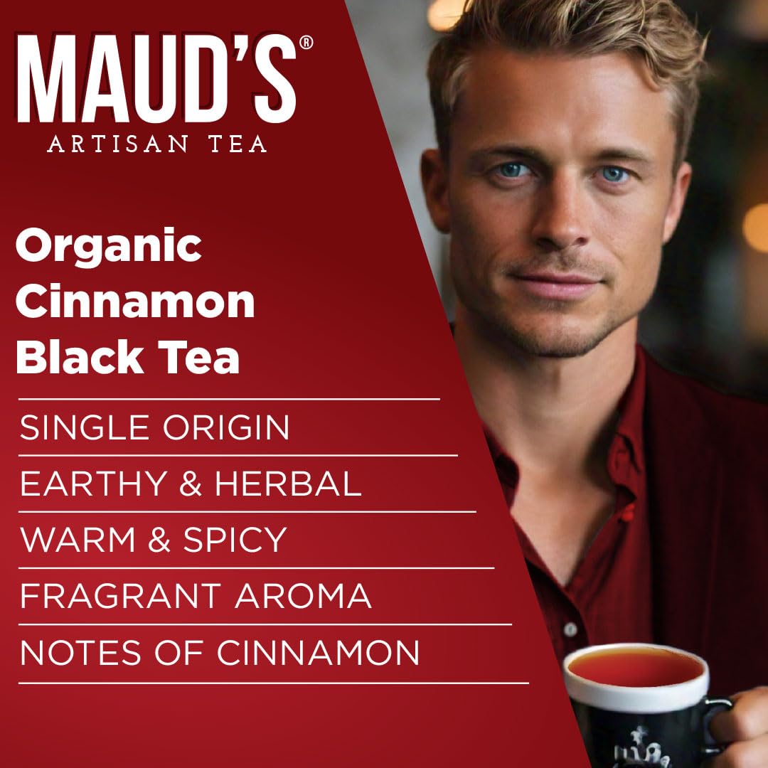 Mauds Cinnamon Organic Black Tea Pods  22ct | Cinn-Fully Cinnamon Tea | Hot Cinnamon Spice Tea | Solar Energy Produced Recyclable Single Serve Tea Pods Compatible with Keurig K-Cup malt-inspired