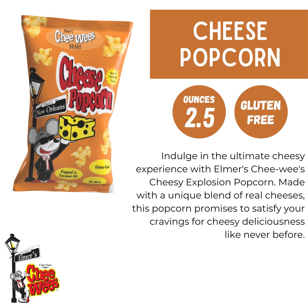 Elmer'S New Orleans Popcorn Creole Crunch/Cheese Combo, Caramel & Hot-N-Spicy Combo 2Oz, Pack Of 6