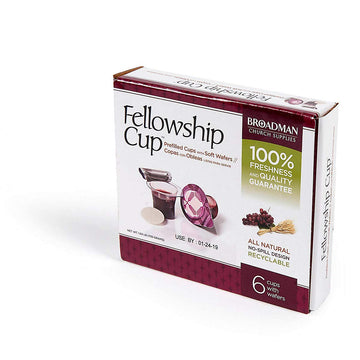 Broadman Church Supplies Pre-Filled Communion Fellowship Cup, Juice And Wafer Set, 6 Count