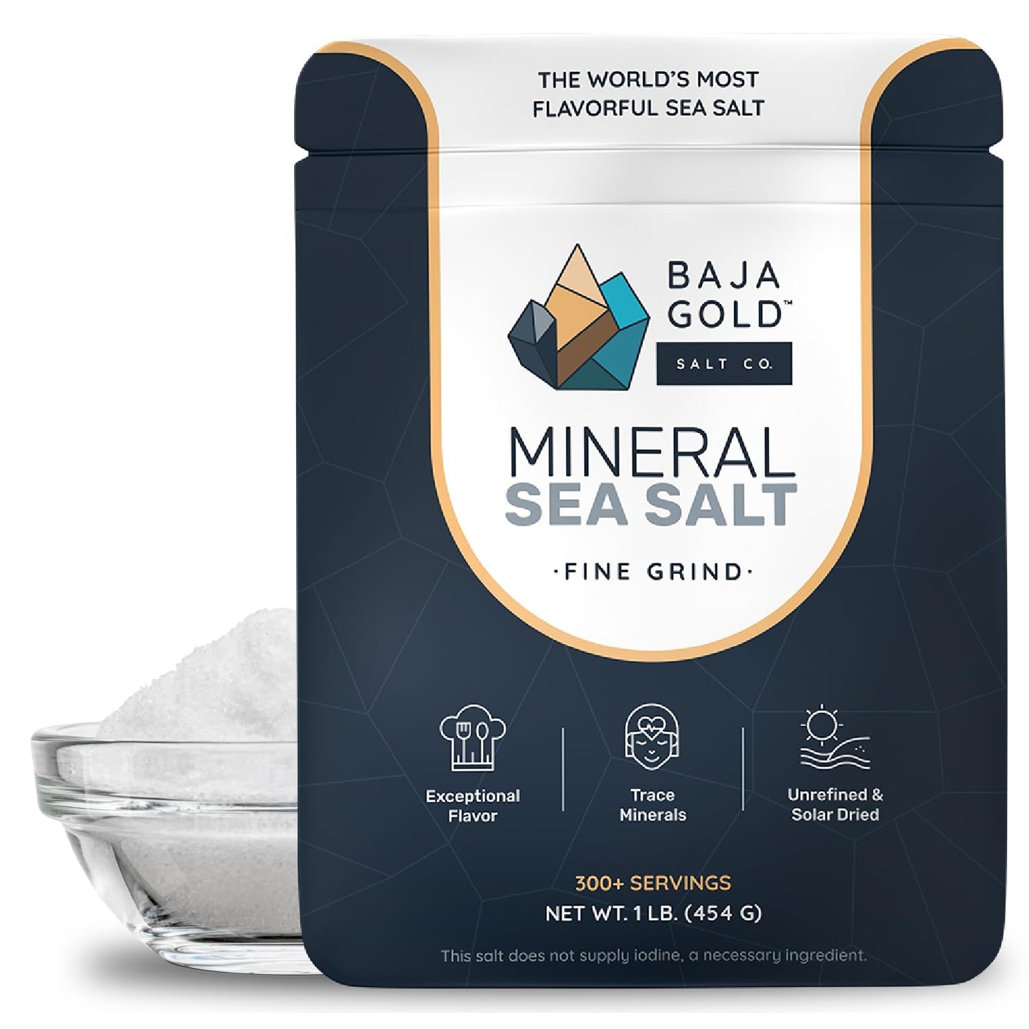 Baja Gold Mineral Sea Salt, Fine Grind, 1 Lb. Bag