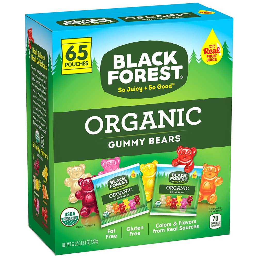 Black Forest Organic Gummy Bears, 65 Pk, 52 Oz, Black, Model 03505
