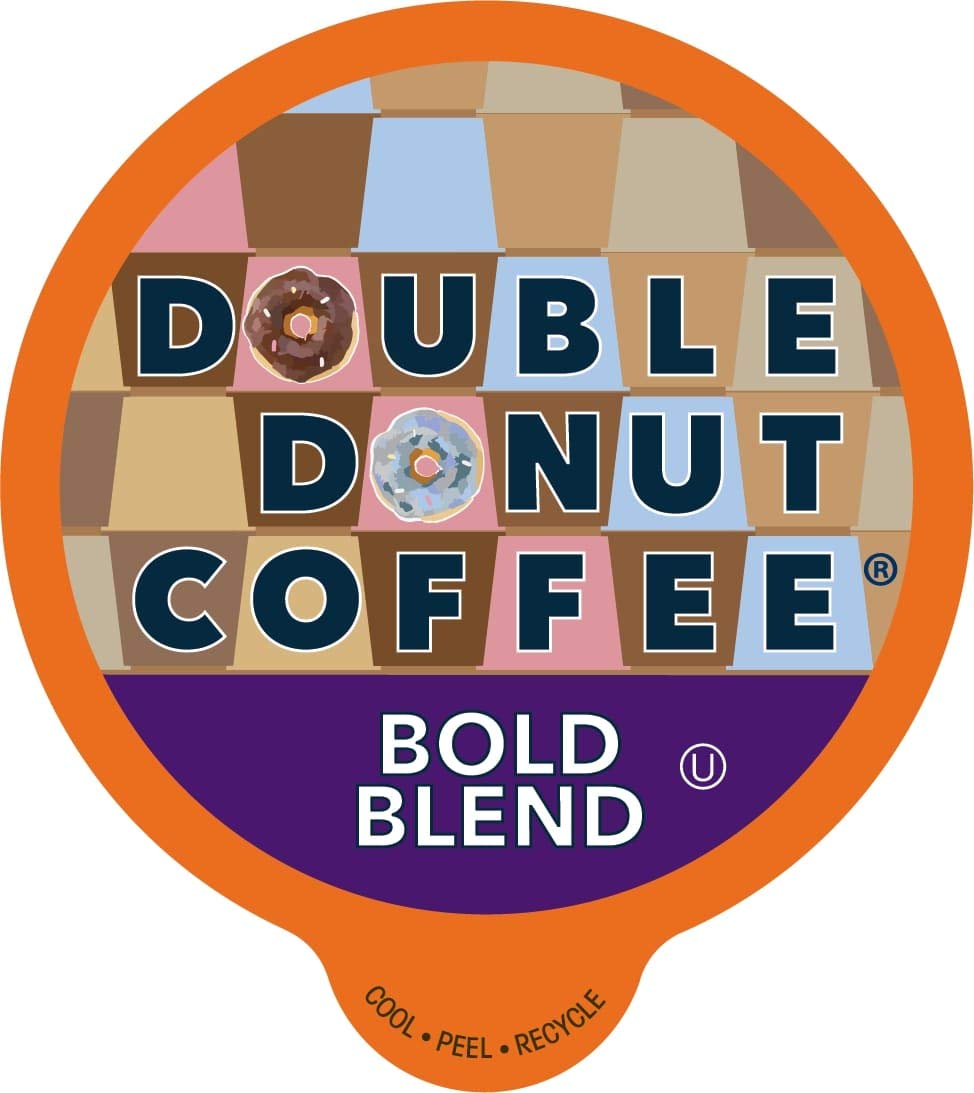 Double Donut Medium Dark Roast Coffee Pods  Bold Blend Coffee  Single Serve Coffee For Keurig K Cups Machines  Dark Roast Coffee In Recyclable Pods  Hot Or Iced Coffee  24 Count