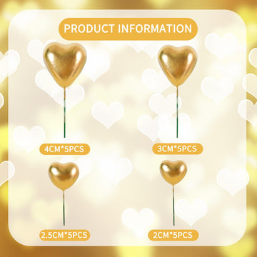 Beishida 20 Pcs Gold Heart Cake Toppers 3D Heart Cake Toppers Foam Toppers Cake Decoration Happy Birthday Cake Diy Cake Insert F