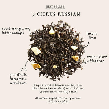 Palais Des Th  S - Signature Tea Blends Collection - 7 Citrus Russian Blend - Premium Black Tea With Lemon, Lime, Orange, Grapef