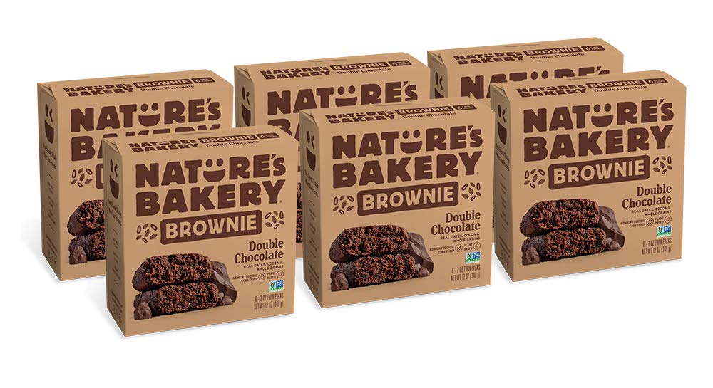 Nature’s Bakery Whole Wheat Fig Bars, Double Chocolate Brownie, Real Fruit, Vegan, Non-GMO, Snack bar, 6 boxes with 6 twin packs (36 twin packs)