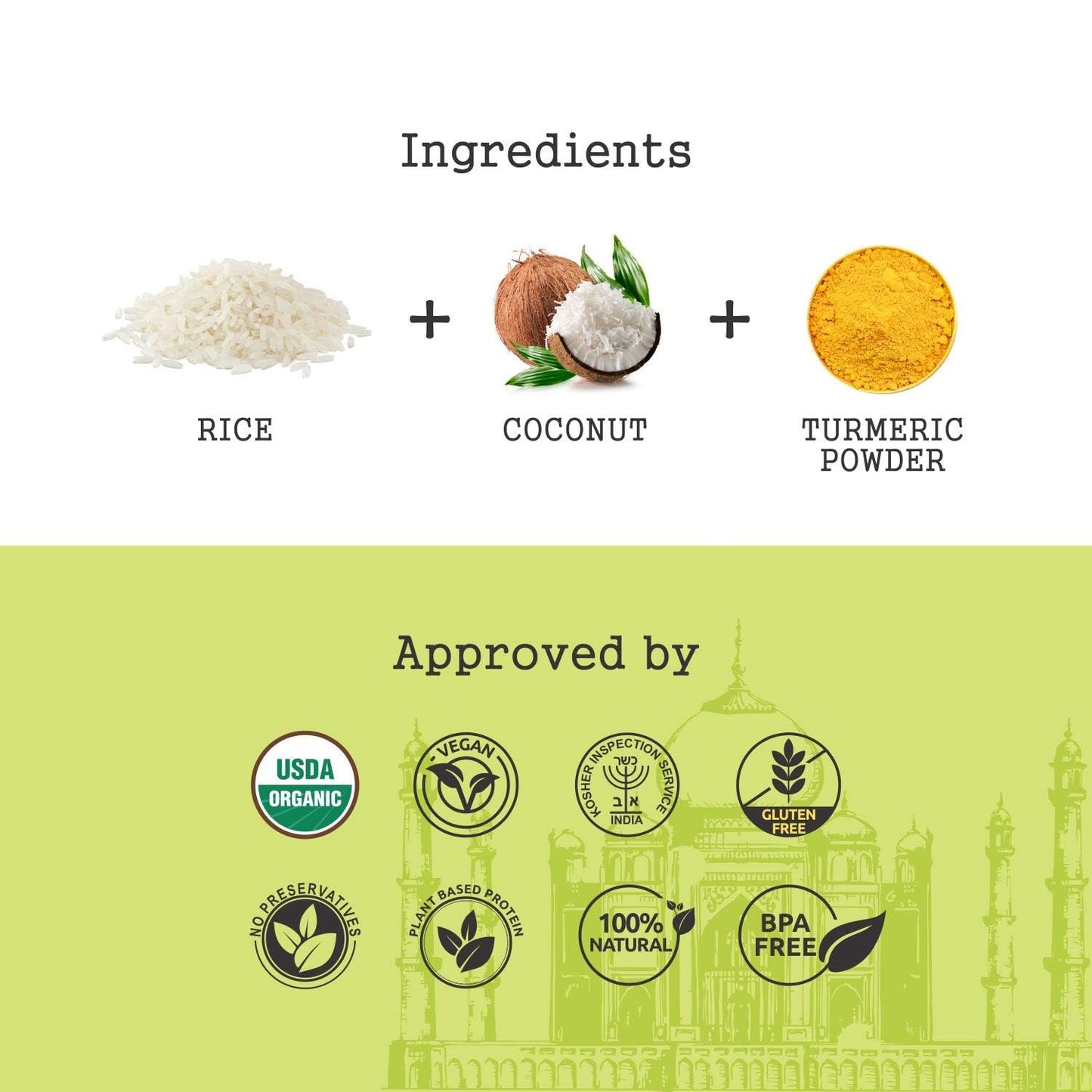 Khazana Turmeric Coconut Organic Basmati Rice - Ready To Heat (6-Pack, 8.8Oz) - Authentic, Aromatic & Flavorful Indian Grain - N