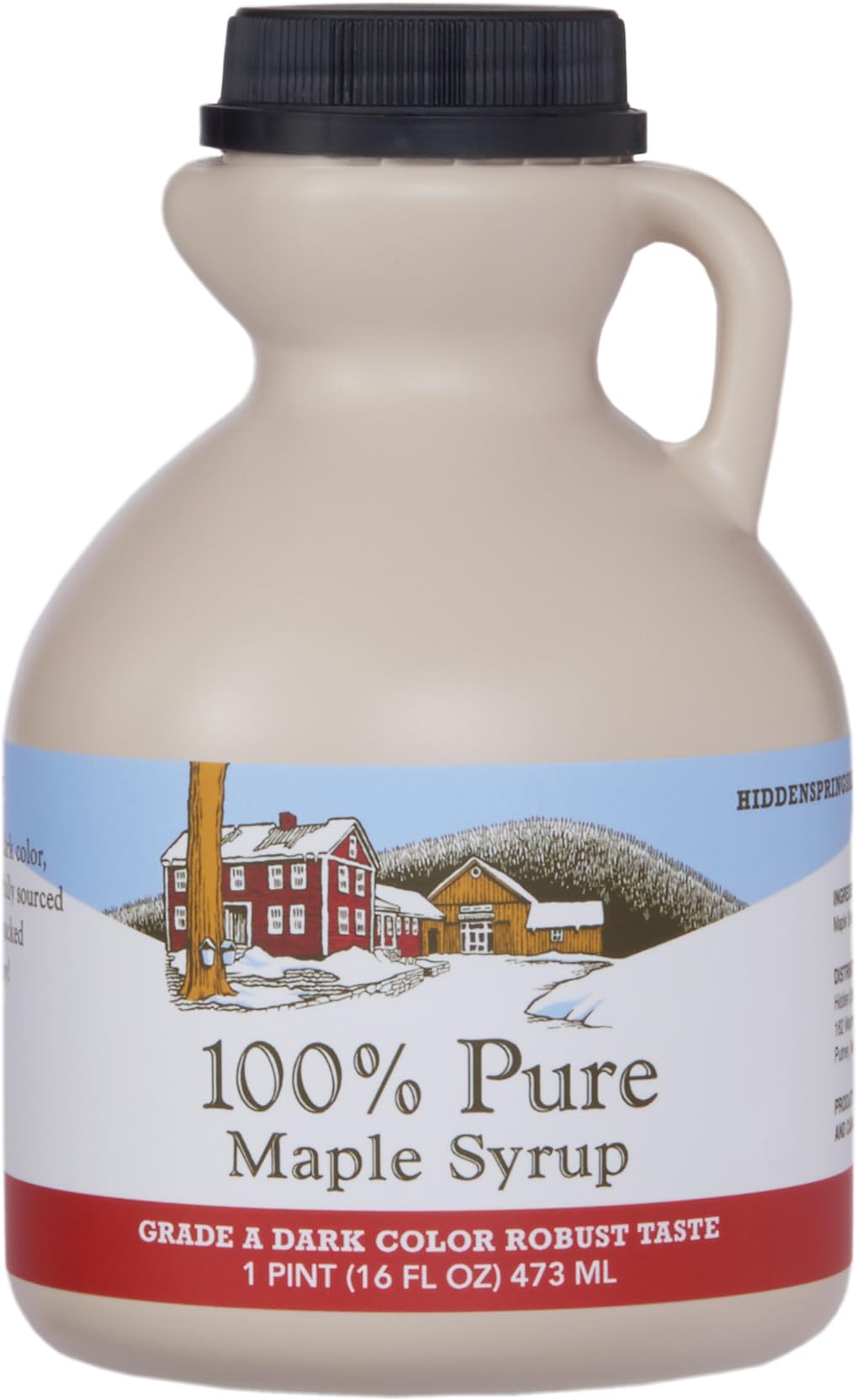 Hidden Springs Maple Dark Pint 100% Pure Maple Syrup Usa/Can  Bpa-Free Jug