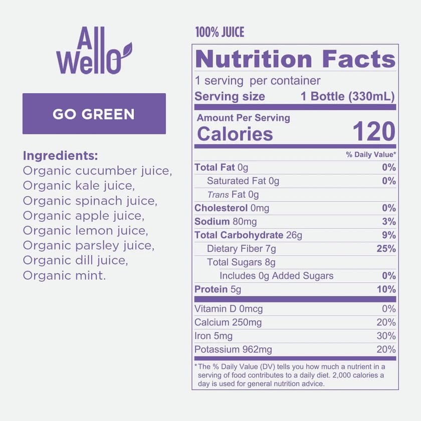 ALLWELLO Organic Cold Pressed Juice Drinks with Real Fruits and Vegetables Gluten Free Non-GMO Healthy Juices No Preservatives N