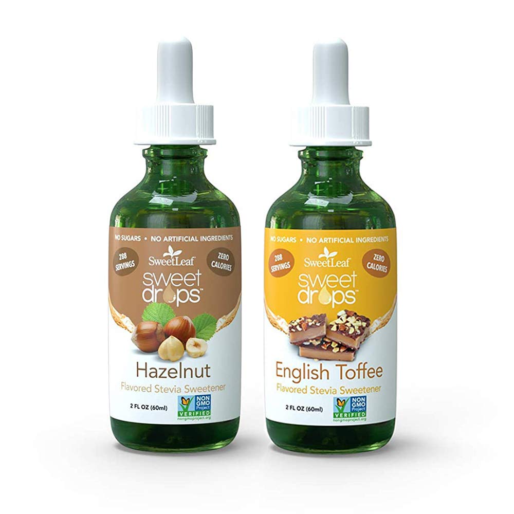 Sweetleaf Sweet Drops Flavored Stevia Sweetener Hazelnut & English Toffee Variety Pack 2Oz