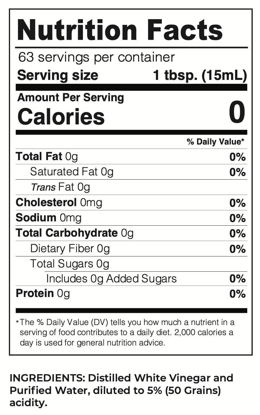 Lucys Family Owned - Natural Distilled White Vinegar, 32 oz. bottle (Pack of 2) - 5% Acidity