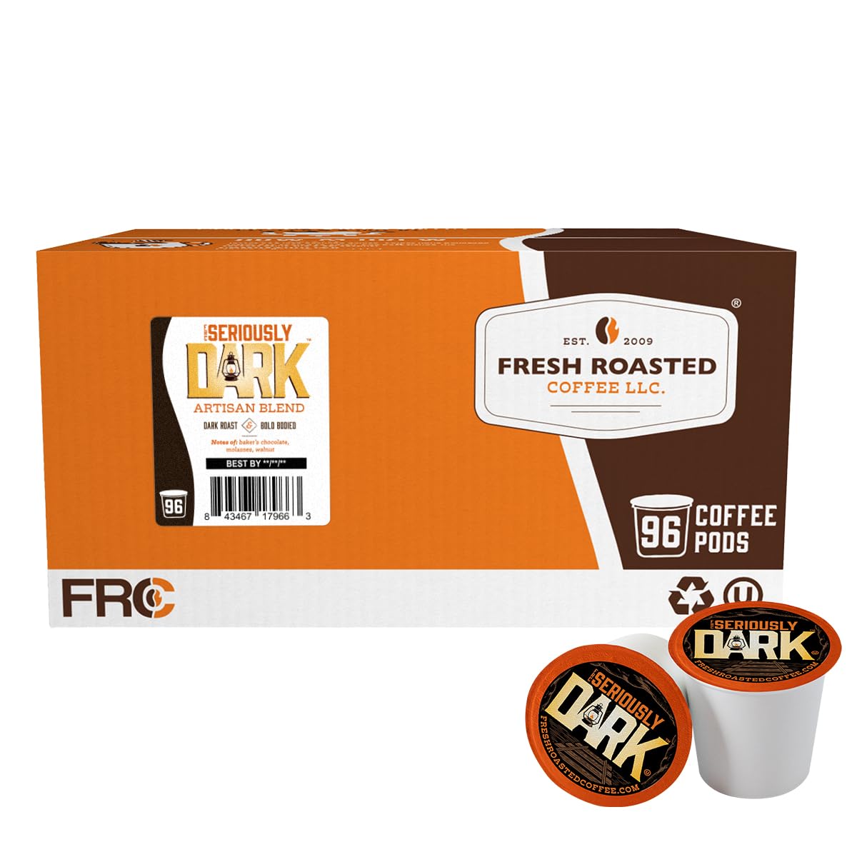 Fresh Roasted Coffee Dark Roast Artisan Blend, 96 Pods for K Cup Brewers