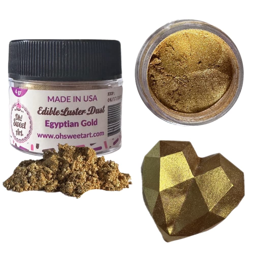 Oh! Sweet Art Edible Egyptian Gold Luster Dust, Metallic, 4g Container, 0.14 Ounce, Gold