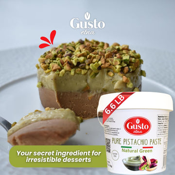Pure 100% Pistachio Paste Bucket  Unsweetened  Tub  6.6 lb (3 kg)  No Artificial Colors  No Sugar  Nut Spread Bulk  Italian Paste for baking  Product of Sicily  Italy  7 g Protein  Gusto ETNA