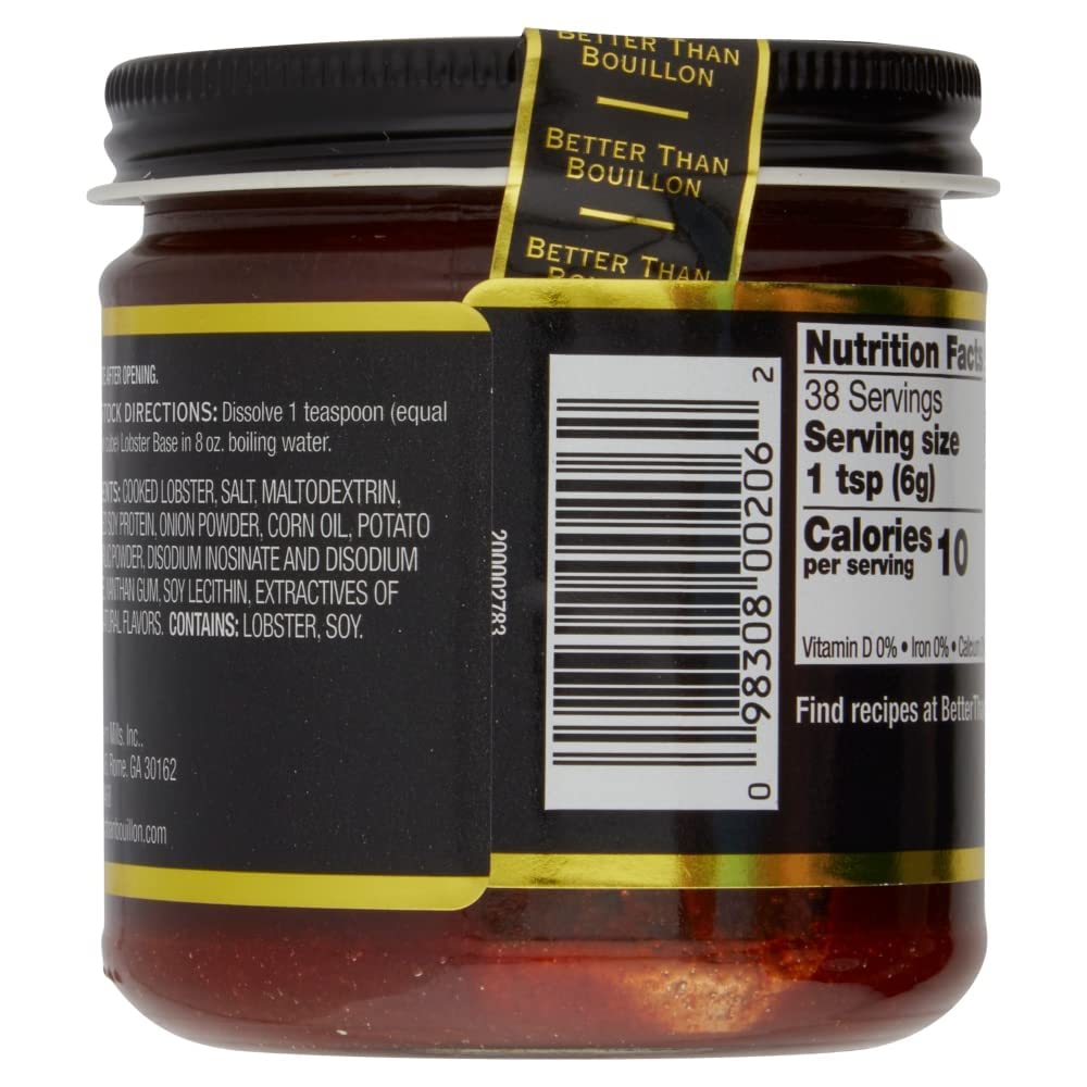 Better Than Bouillon Premium Lobster Base, Made From Select Cooked Lobster & Spices, Makes 9.5 Quarts Of Broth 38 Servings, 8 Ou