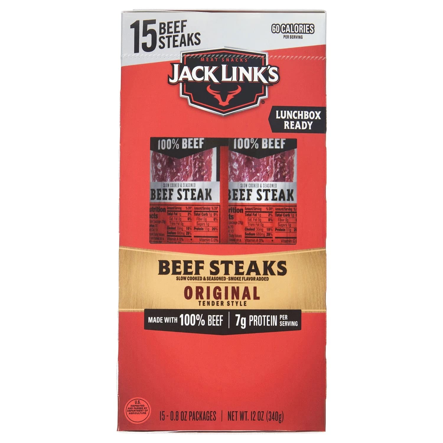 Jack Link'S Original Tender Style Beef Steak, 0.8 Ounce (15 Count)