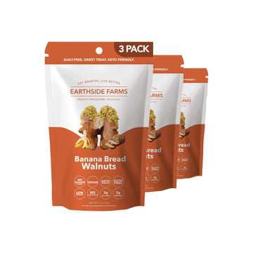 Earthside Farms Banana Bread Walnuts, Candied Walnuts, Low Sugar Keto snack, Non GMO, Plant Protein, Vegan, Whole, Natural, Supe