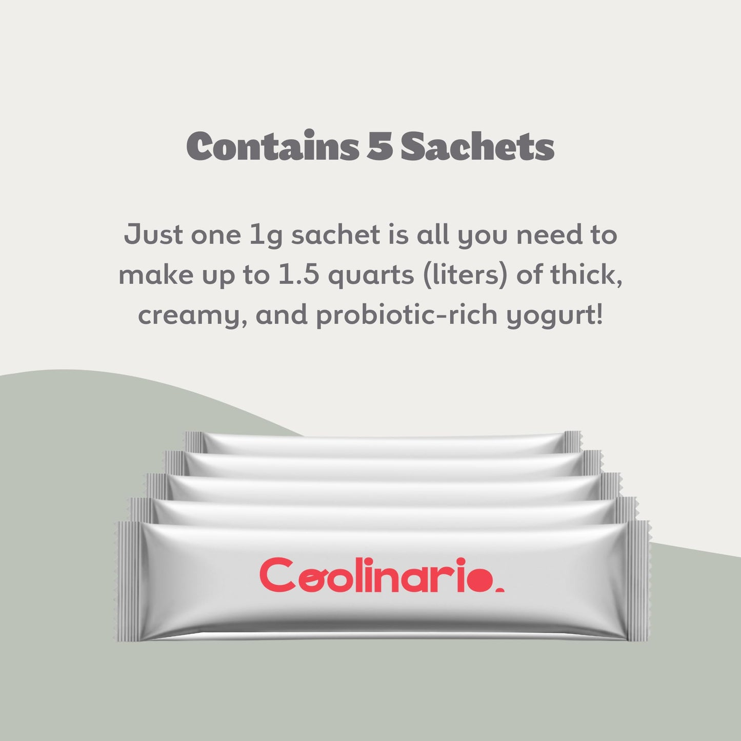 Coolinario Yogurt Starter Culture - 5 Pack, Live Cultures for Homemade Yogurt, Gluten Free, Non-GMO, Halal & Kosher