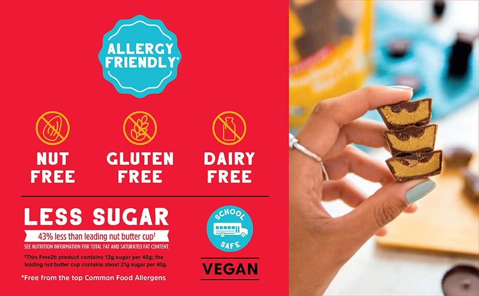 Free 2B Sea Salt Caramel Mini Cups, Safe For School And Allergy Friendly - Gluten-Free, Dairy-Free, Nut-Free, And Soy-Free - Dar