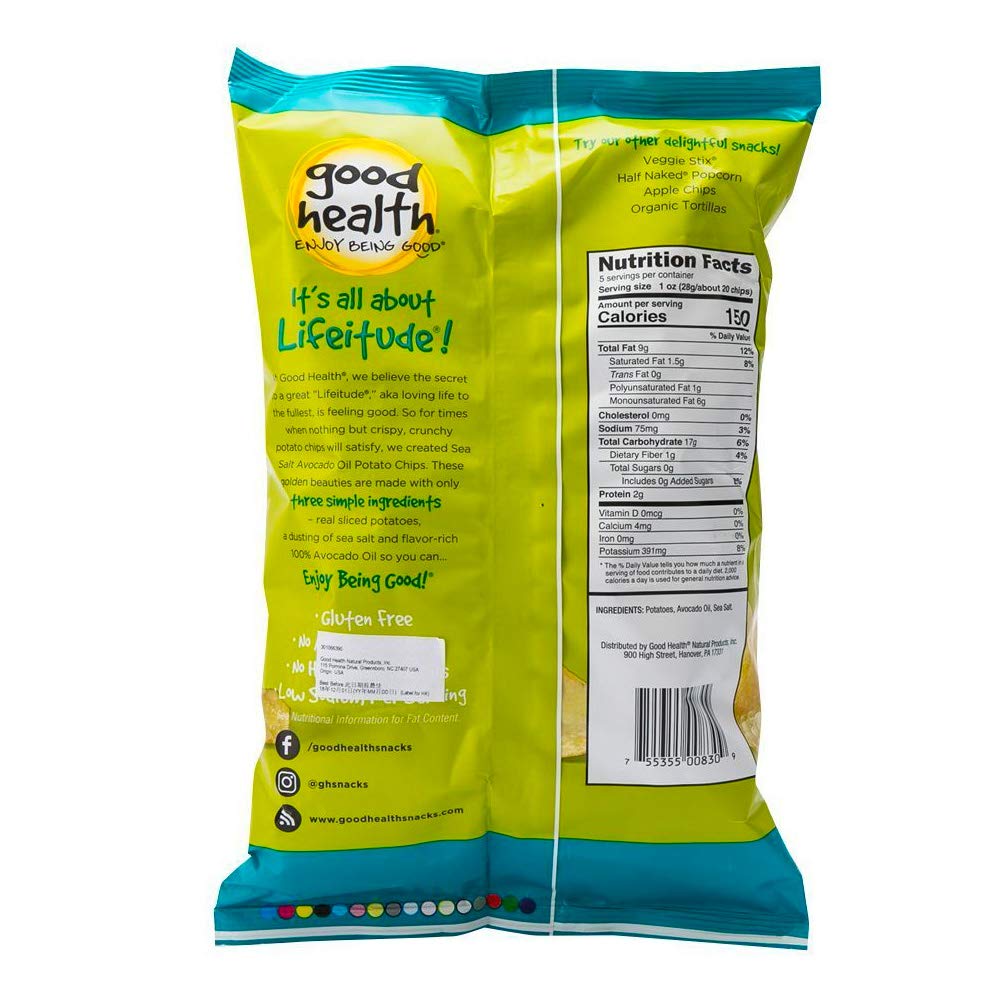 Good Health Kettle Style Chips, Avocado Oil Sea Salt Chips, 5 Oz