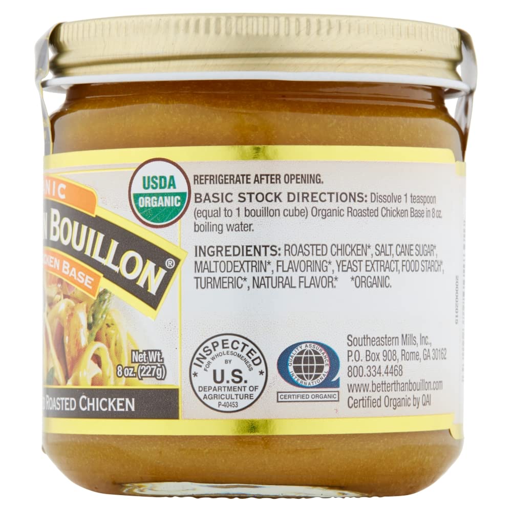 Better Than Bouillon Organic Roasted Chicken Base, Made With Seasoned Roasted Chicken, Usda Organic, Contains 38 Servings Per Ja