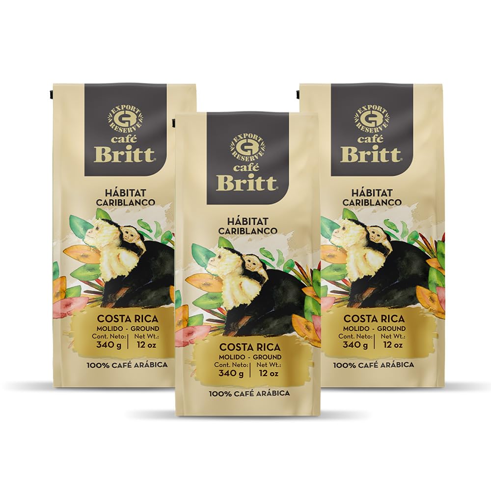 Caf   Britt - Costa Rican Habitat Cariblanco Coffee (12 oz.) (3-Pack) - Ground, Arabica Coffee, Kosher, Gluten Free, 100% Gourme