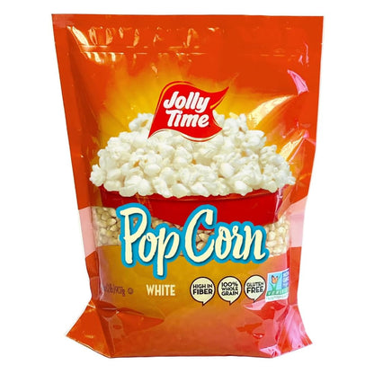 Jolly Time Unpopped White Pop Corn Kernels, Stand Up Resealable Bag, 2 Pound (Pack of 6)