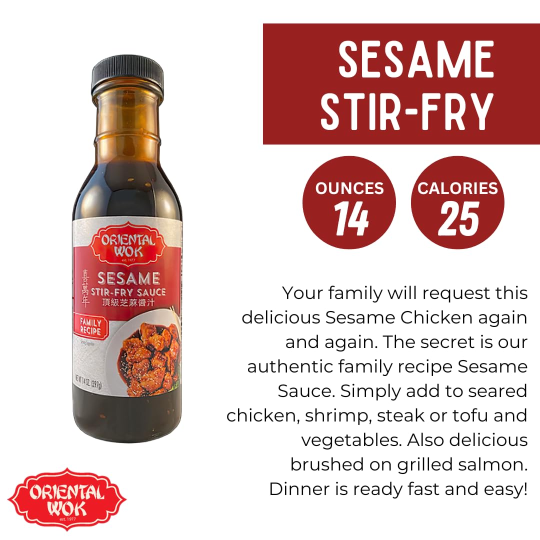 Mr. Wongs Oriental Wok Sesame Stir-Fry Sauce, Sweet & Umami, 14 oz (2 Pack)