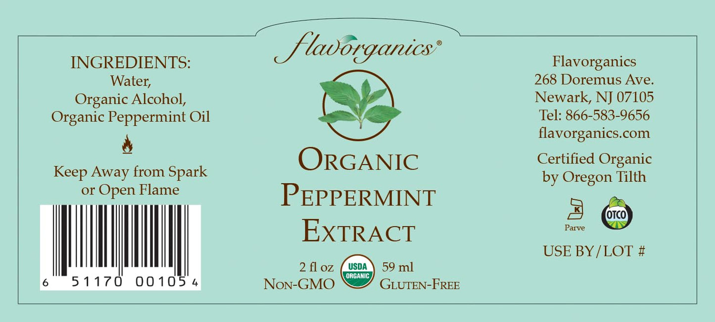 Flavorganics Organic Peppermint Extract, 2 Ounce Bottle