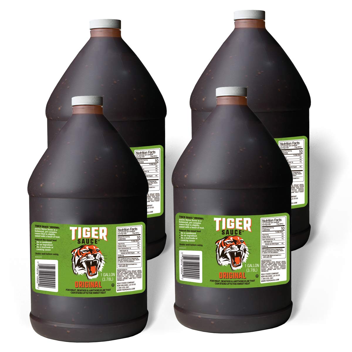 Tiger Sauce Original Hot Sauce, 1 Gallon Jug (Pack of 4)