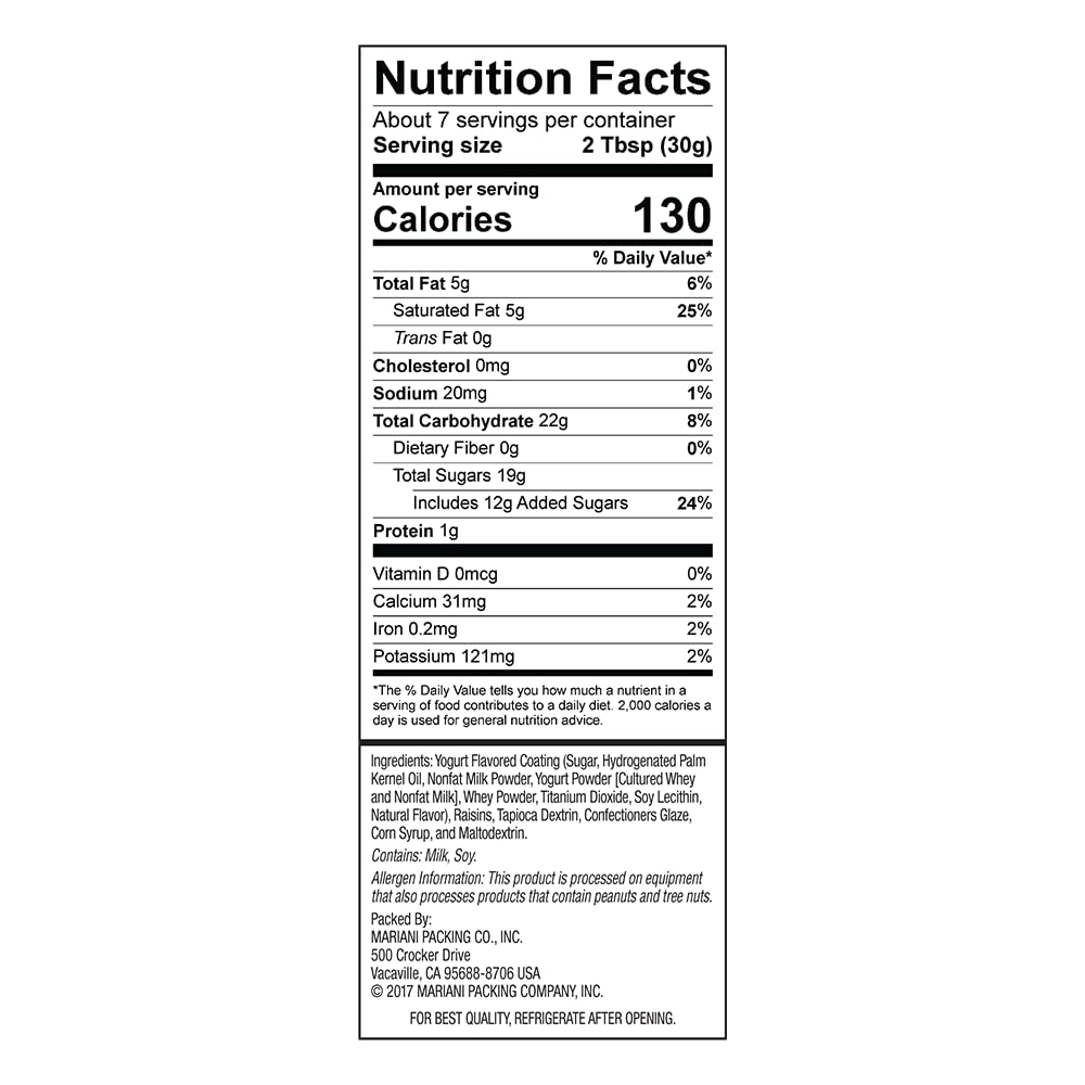 Mariani | Vanilla Yogurt Raisins | Healthy Snacks For Kids & Adults | Gluten Free Snacks | 7 Ounces (Pack Of 1) - Resealable Bag