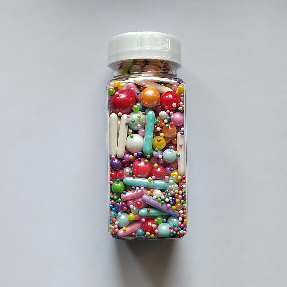 Edible Sprinkles Rainbow Pearl Sugar Candy Mix Size Baking Cake Decorations Cupcake Toppers Cookie Decorating Wedding Shower Party Valentine Halloween Christmas Supplies 100G/3.53Oz