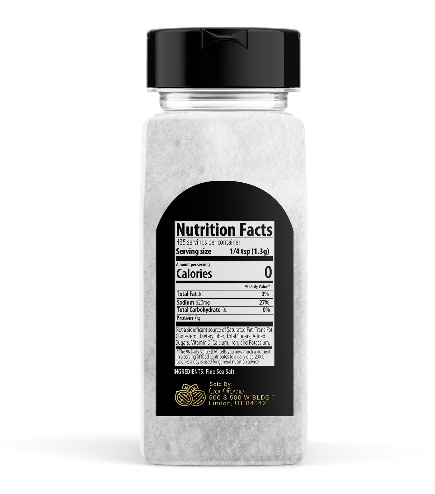 GranAroma Fine Sea Salt, Mediterranean Sea Salt, 20 Ounce, Kitchen Essential