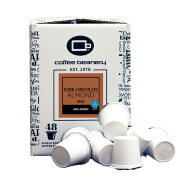 Coffee Beanery Dark Chocolate Almond Decaf Coffee Pods, Medium Roast, 192 Count Pack