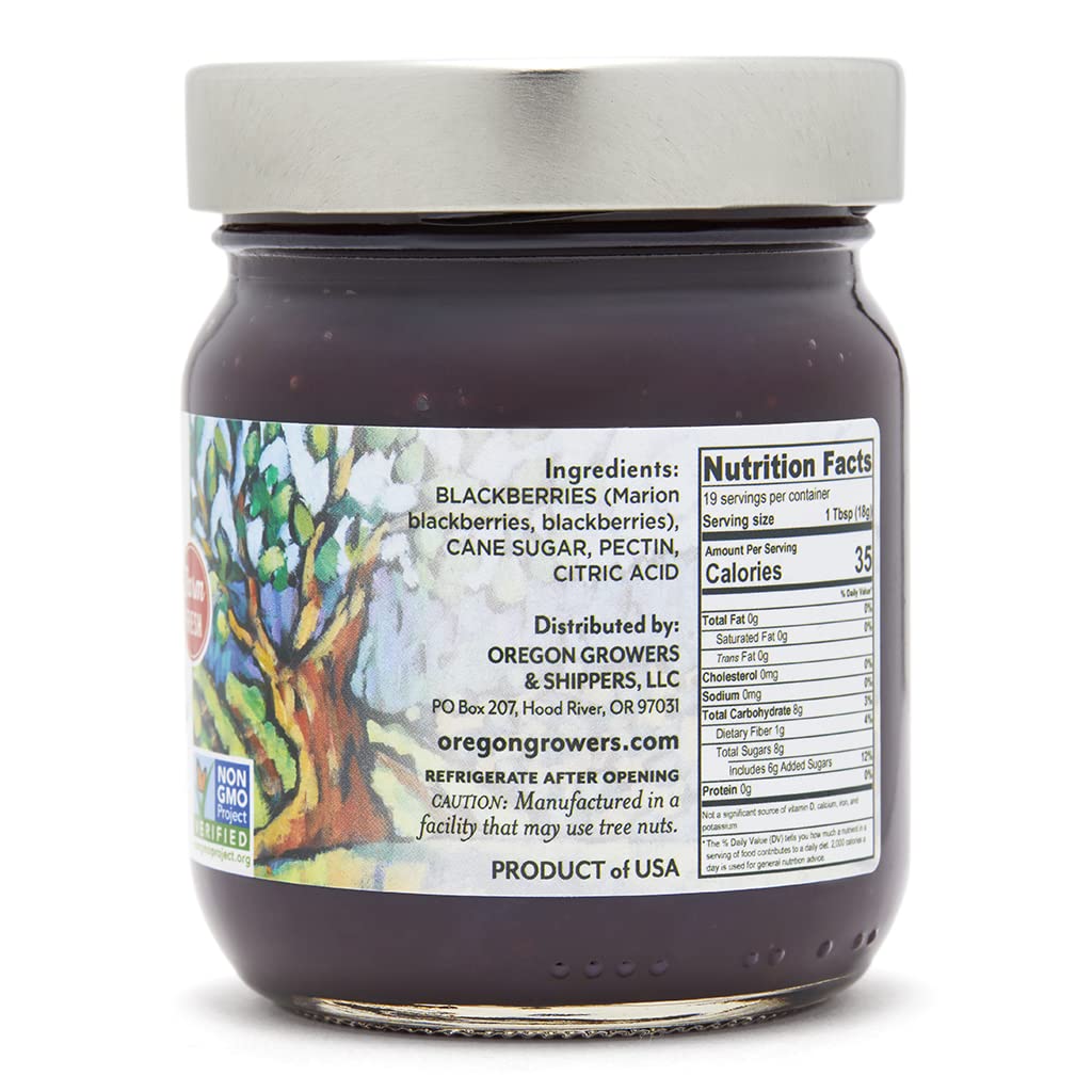 Oregon Growers Marionberry Fruit Spread - Marionberry Jam, Marionberry Jelly, Gluten-Free, No High-Fructose, No Preservatives, M