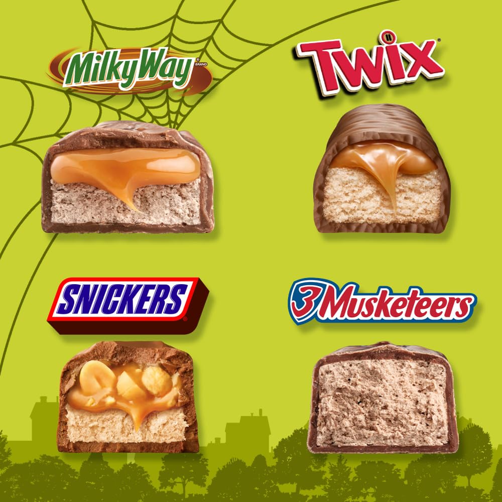 SNICKERS, TWIX, MILKY WAY & 3 MUSKETEERS Chocolate Halloween Candy Bar Assortment, Assorted Chocolate Candy Variety Pack,110 Ct