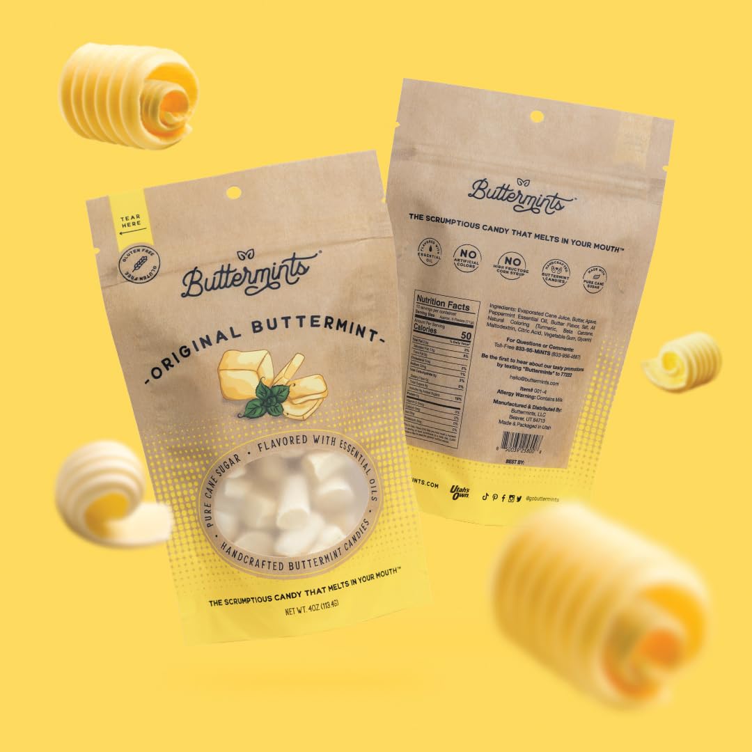 Buttermints Original | Butter Mints Yellow Gold Candy Soft Butter Taste | Unexpectedly Scrumptious (4 Servings) (1 Pack  Original)