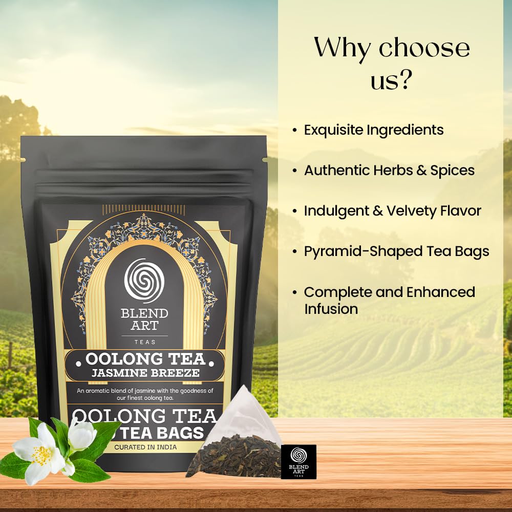 Jasmine Oolong Tea Bags, 100 Count Plant Based Gluten Free High Mountain Oolong Tea - Unsweetened Tea | Light & Floral | Hot Bre
