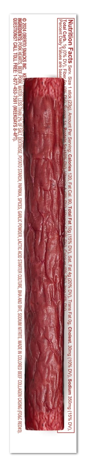 Oberto Beef & Pork Smoked Sausage Sticks, Peperoni Style, 0.8 Ounce (Pack of 12)