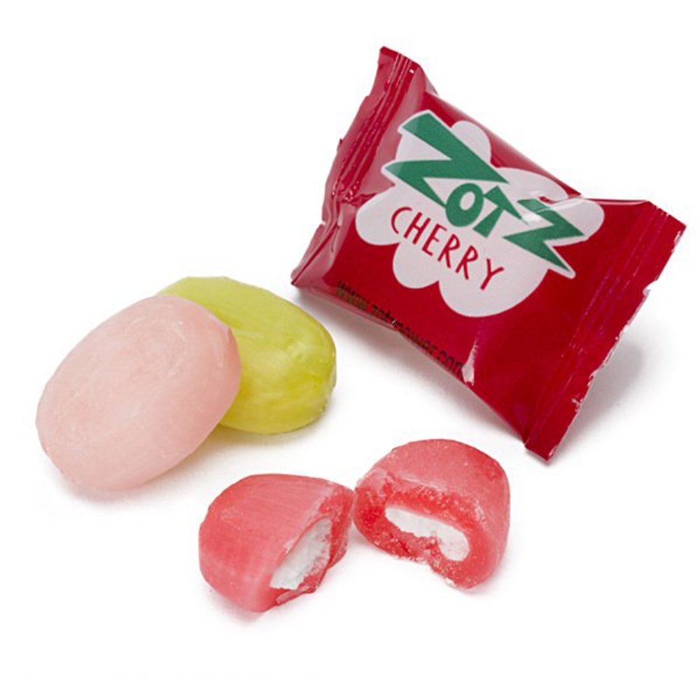 Zotz Fizz Power Candy Assorted - Fruit Flavored Hard Candy With A Fizzy Center | 48 Strings, 4 Pieces/String | Cherry, Apple & W