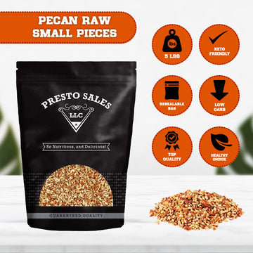 Presto Sales Raw Chopped Pecans, Non-GMO, Keto/Paleo, Vegan, 80 oz Resealable Bag