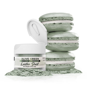 Luster Dust - Olive Green (4g 1x Jar) | Edible Vegan Dust & Paint for Cake Decorating, Ice Cream, Desserts, Cocktails and Bevera