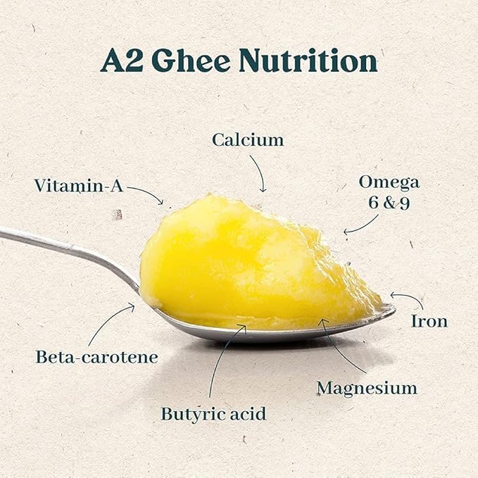 Organic Grass Fed A2 Ghee Clarified Butter from Girorganic - Unsalted Gir Cow Ghee Butter - Organic Ghee Oil - Pasture Raised, L