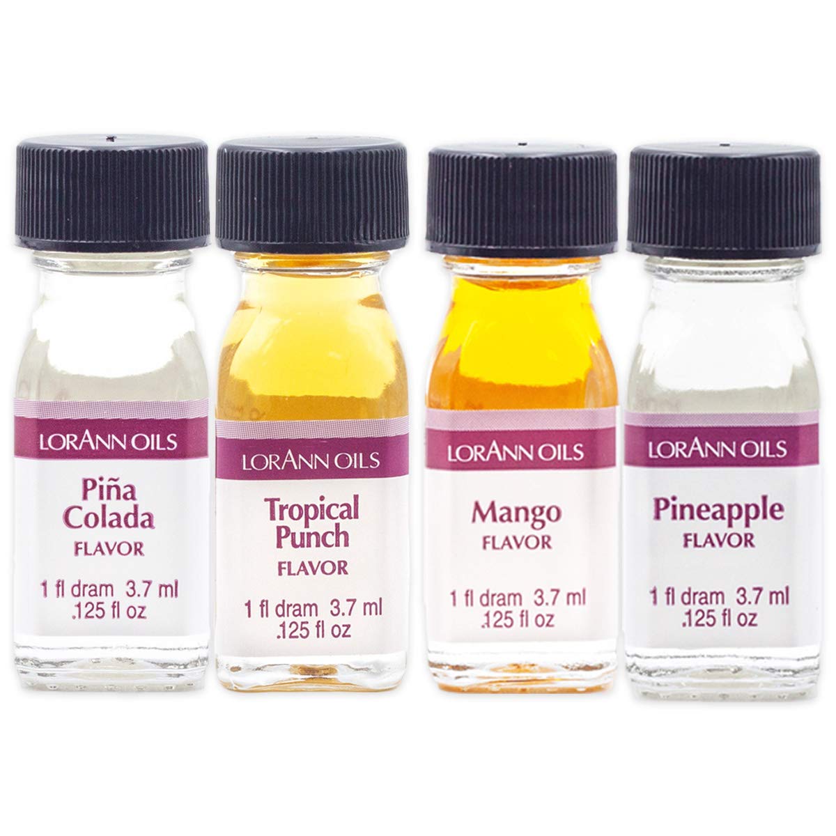 LorAnn SS Tropical Variety pack, 1 dram (.0125 fl oz - 3.7ml) bottles - 4 pack - Includes 1 Each of Tropical Punch, Pineapple, P