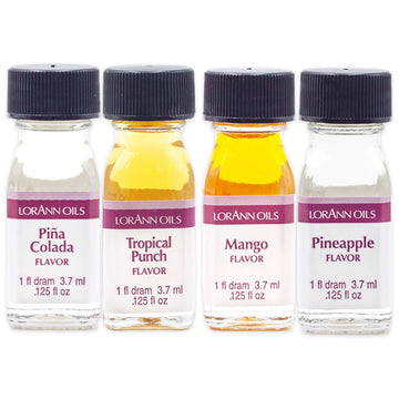 LorAnn SS Tropical Variety pack, 1 dram (.0125 fl oz - 3.7ml) bottles - 4 pack - Includes 1 Each of Tropical Punch, Pineapple, P