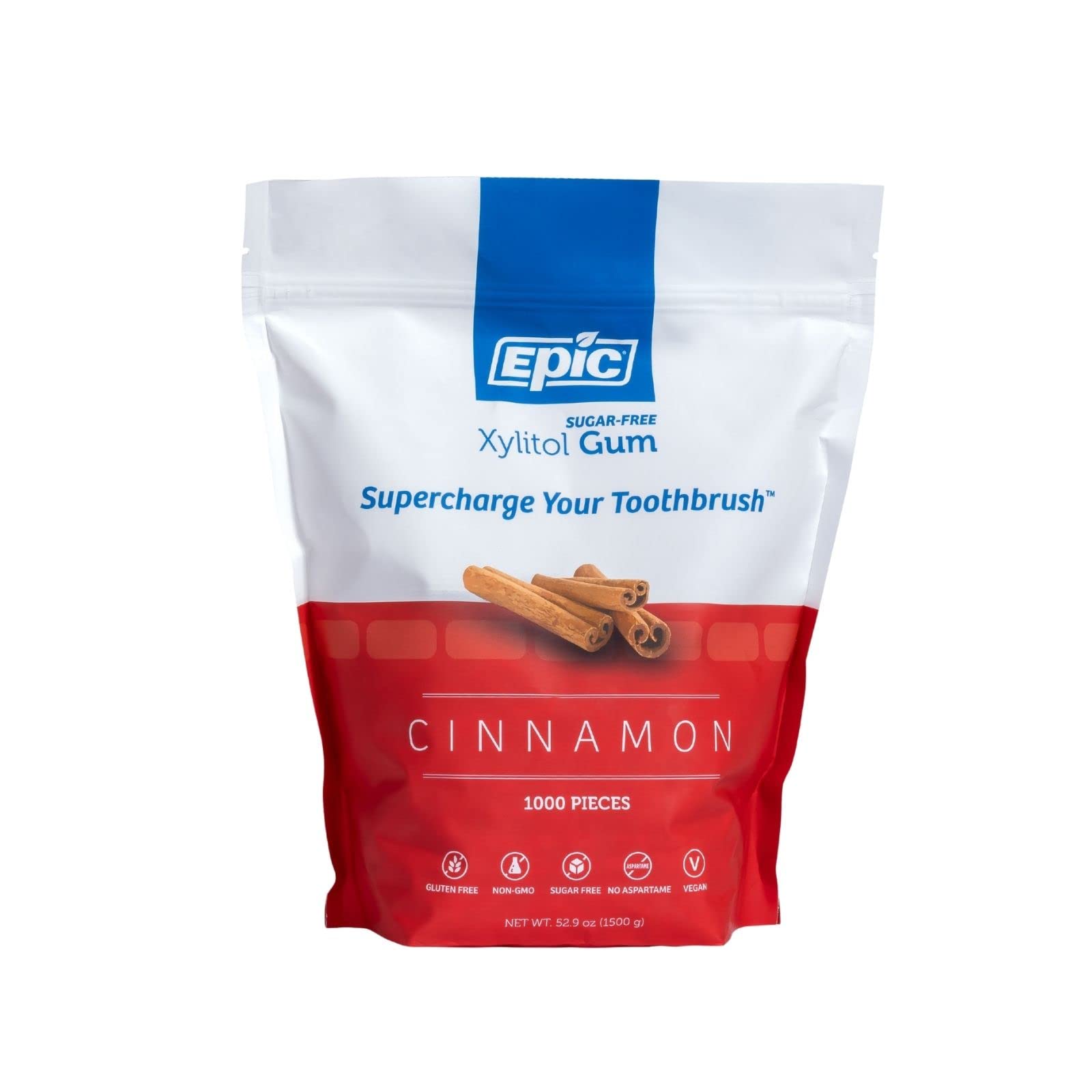 Epic Xylitol Chewing Gum - Sugar Free & Aspartame Free Chewing Gum Sweetened W/Xylitol For Dry Mouth & Gum Health (Cinnamon, 100