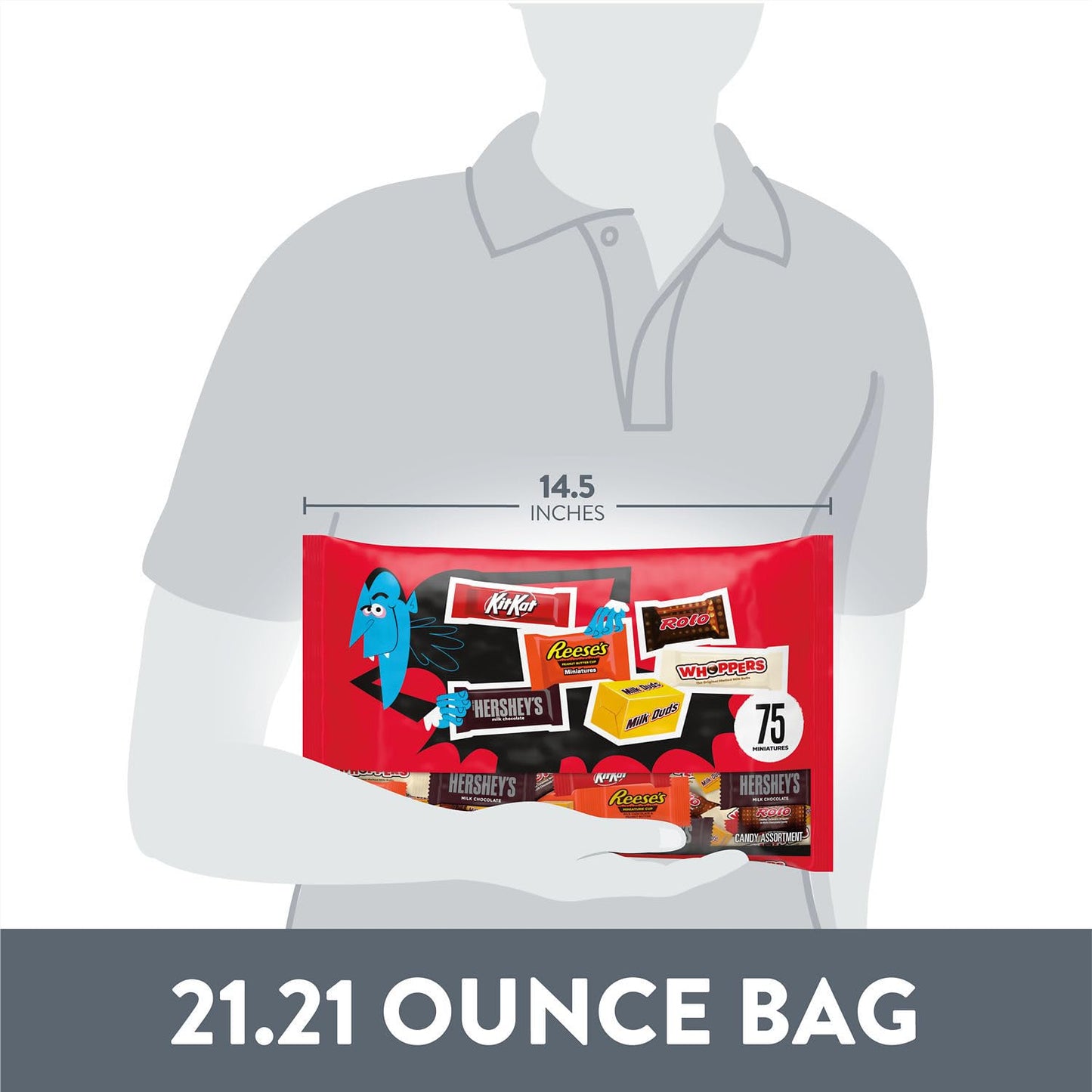 HERSHEYS Miniatures Assorted Flavored, Halloween Candy Bag, 21.21 oz (75 Pieces)